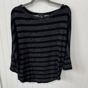 Mix by 41Hawthorn Black and Gray Striped Lightweight Knit Top